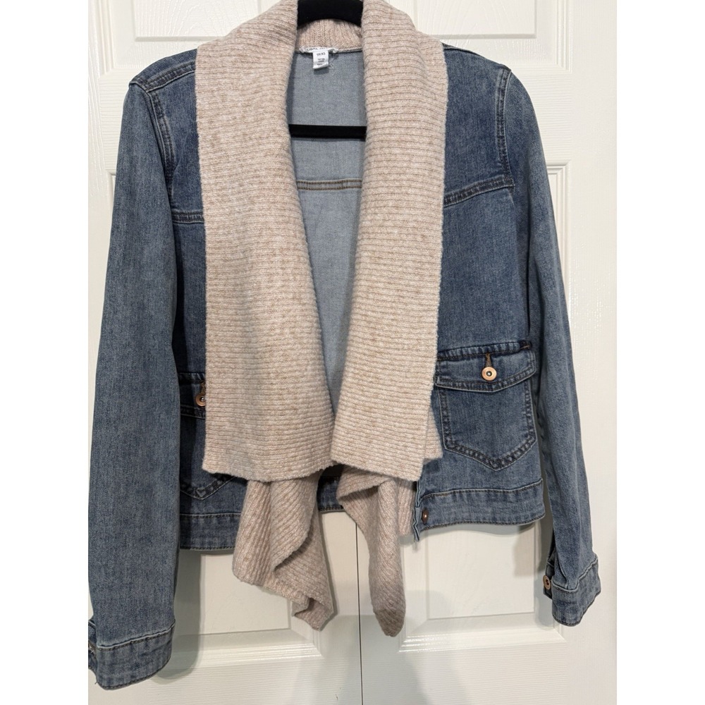 Tribal‎ Denim Jacket Scarf Attached Size XS